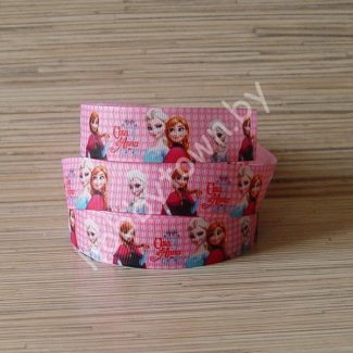 Лента репсовая 25 мм "Анна и Эльза" 1м